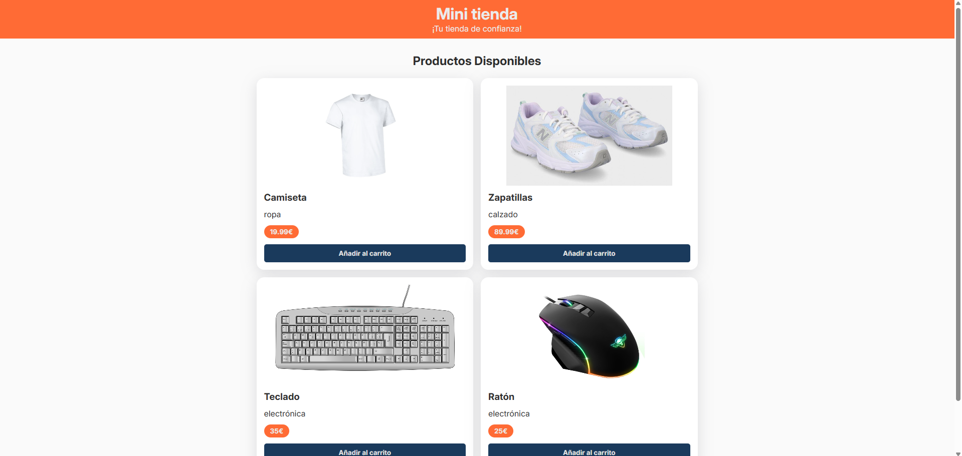 Proyecto web emulando una tienda