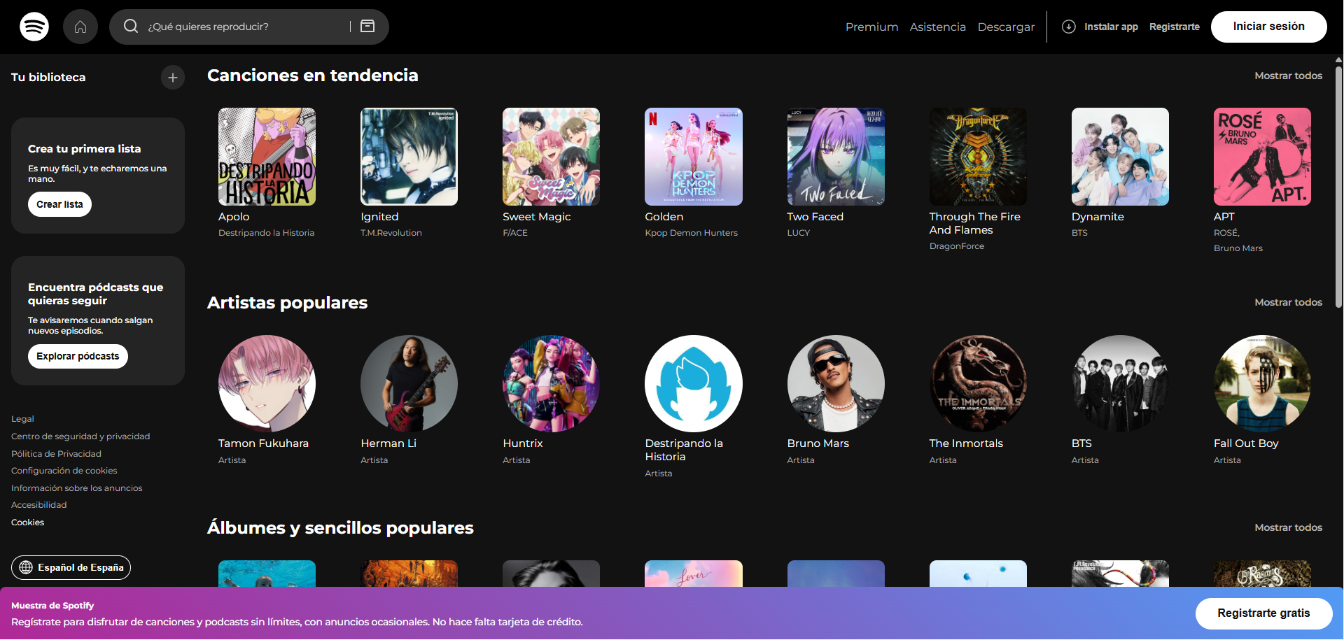 Proyecto de clon Spotify sin frameworks